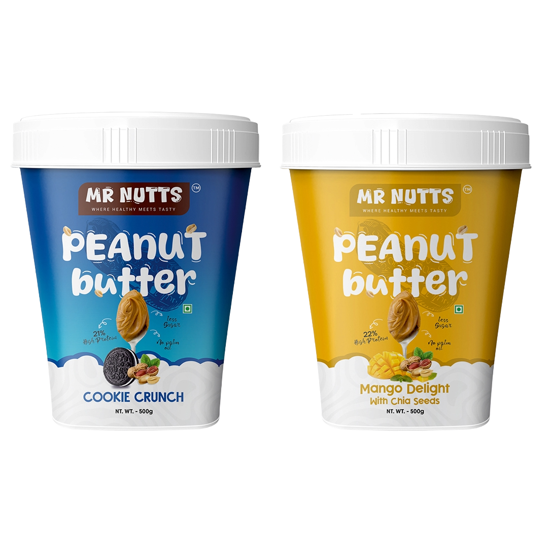 Premium Peanut Butter – Cookie Crunch & Mango Delight with Chia Seeds (500g)