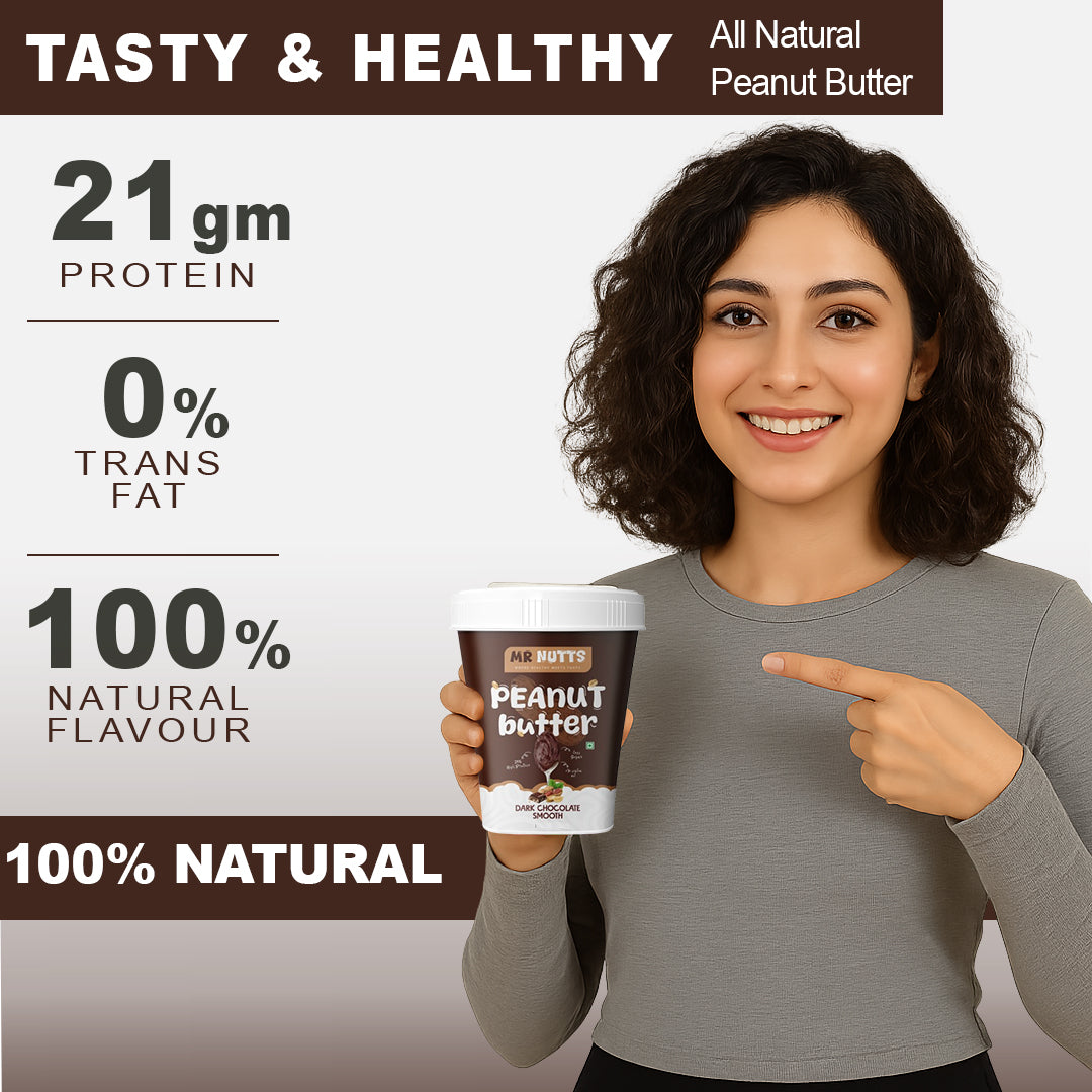 High Protein Oats – Dark Chocolate Mix Nuts (26g Protein) with Dark Chocolate Smooth Peanut Butter (500g)