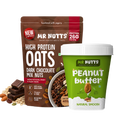 High Protein Oats – Dark Chocolate Mix Nuts (26g Protein) with Natural Smooth Peanut Butter (500g)