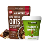 High Protein Oats – Dark Chocolate Mix Nuts (26g Protein) with Natural Smooth Peanut Butter (500g)