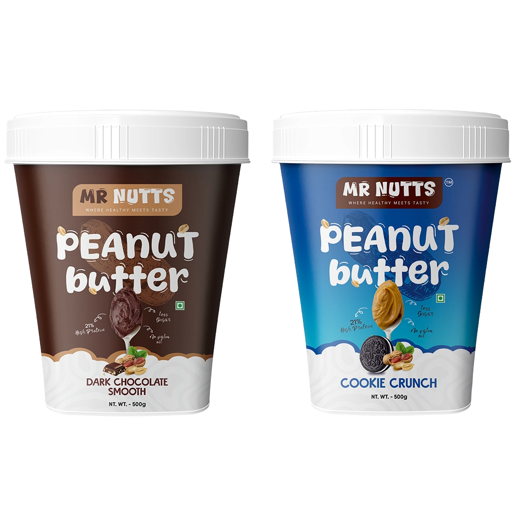 Premium Peanut Butter – Cookie Crunch & Dark Chocolate Smooth (500g)