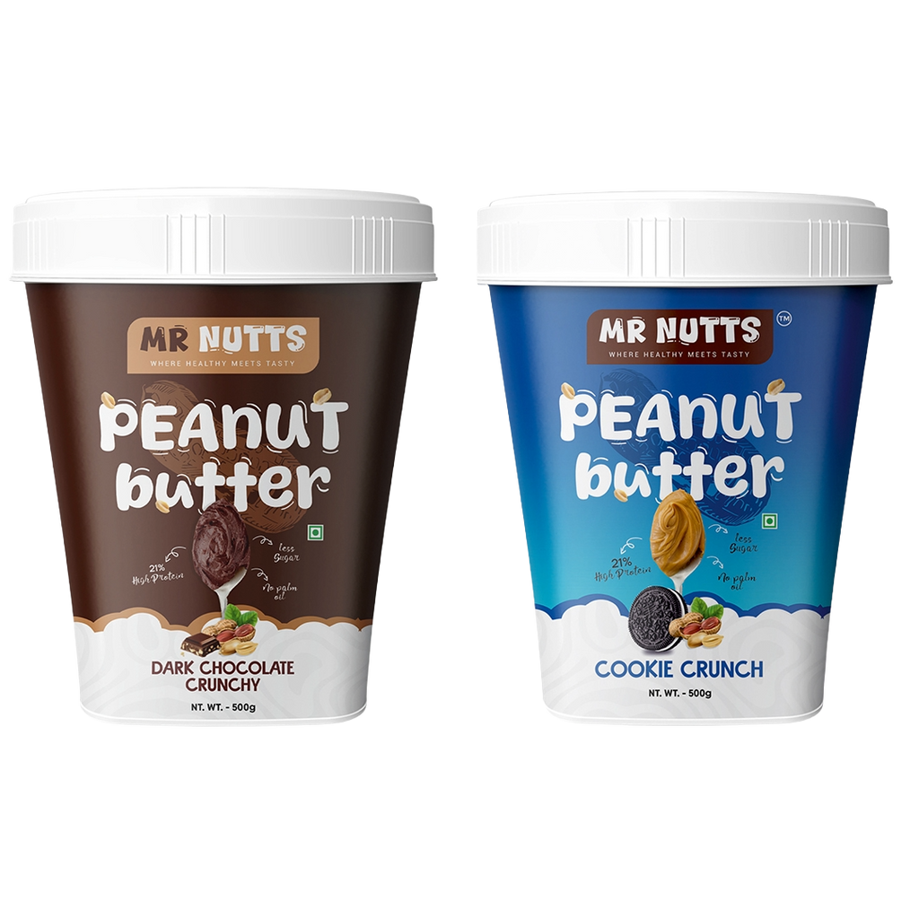 Premium Peanut Butter – Cookie Crunch & Dark Chocolate Crunchy (500g)
