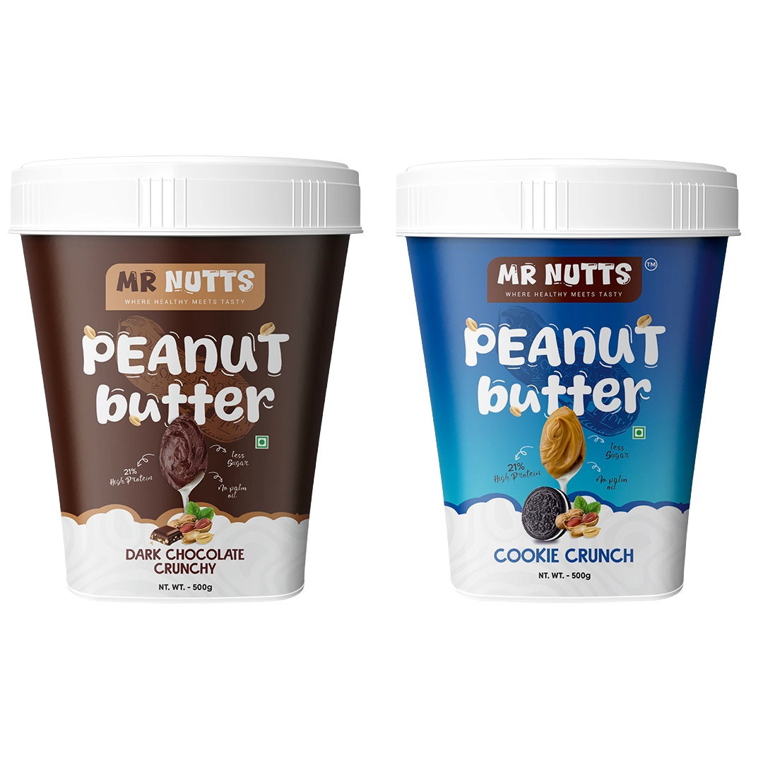 Premium Peanut Butter – Cookie Crunch & Dark Chocolate Crunchy (500g)