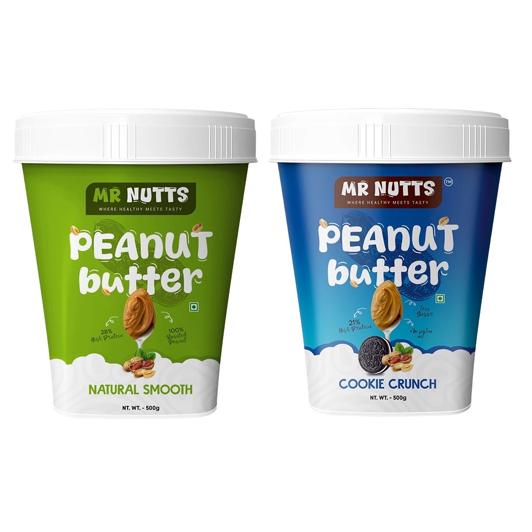 Premium Peanut Butter – Cookie Crunch & Natural Smooth (500g)